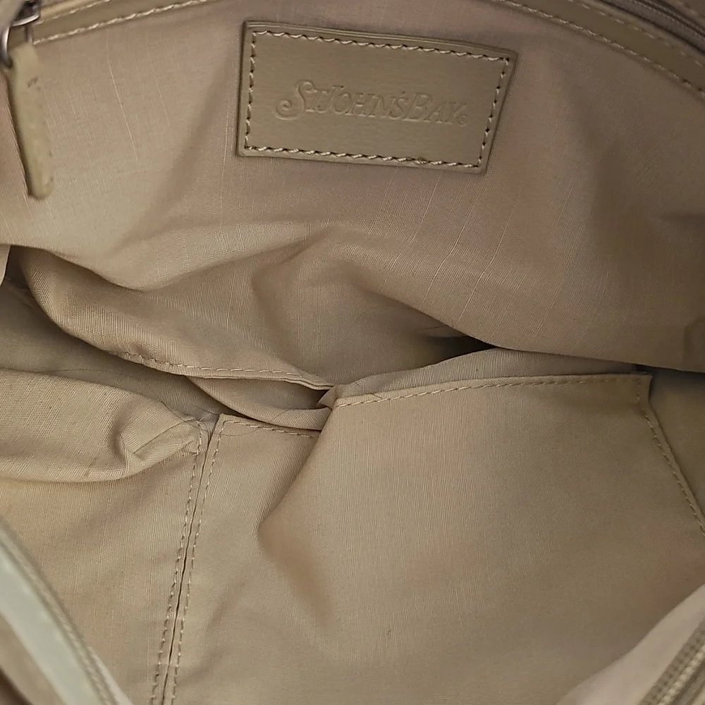 St John's Bay Classic Women's Beige Cowhide Leather Shoulder Bag.‎